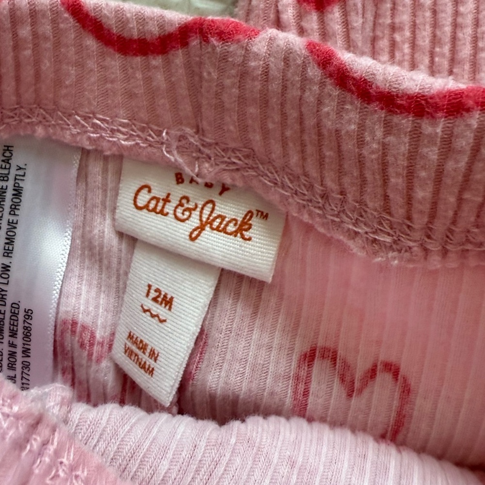 Cat & Jack|Baby girl matching set in Pink Heart Pattern,long sleeve & flare pant - Picture 6 of 6